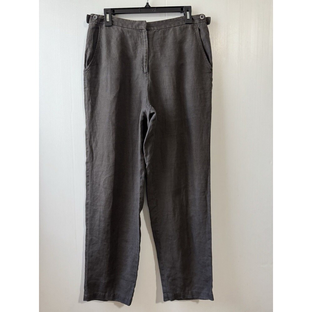 Vintage Eileen Fisher Sz S Women's 100% Linen Pants Brown Made Usa